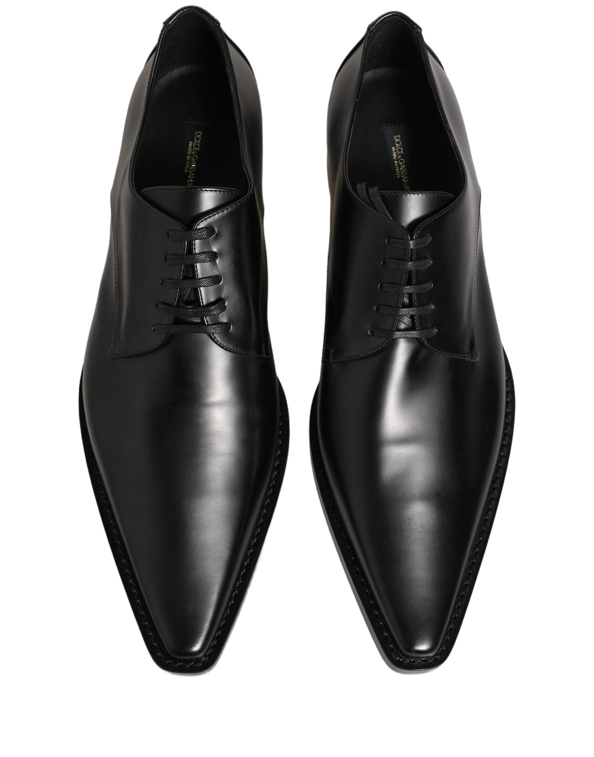 Dolce & Gabbana Schwarze Leder Schnür-Derby-Schuhe-1