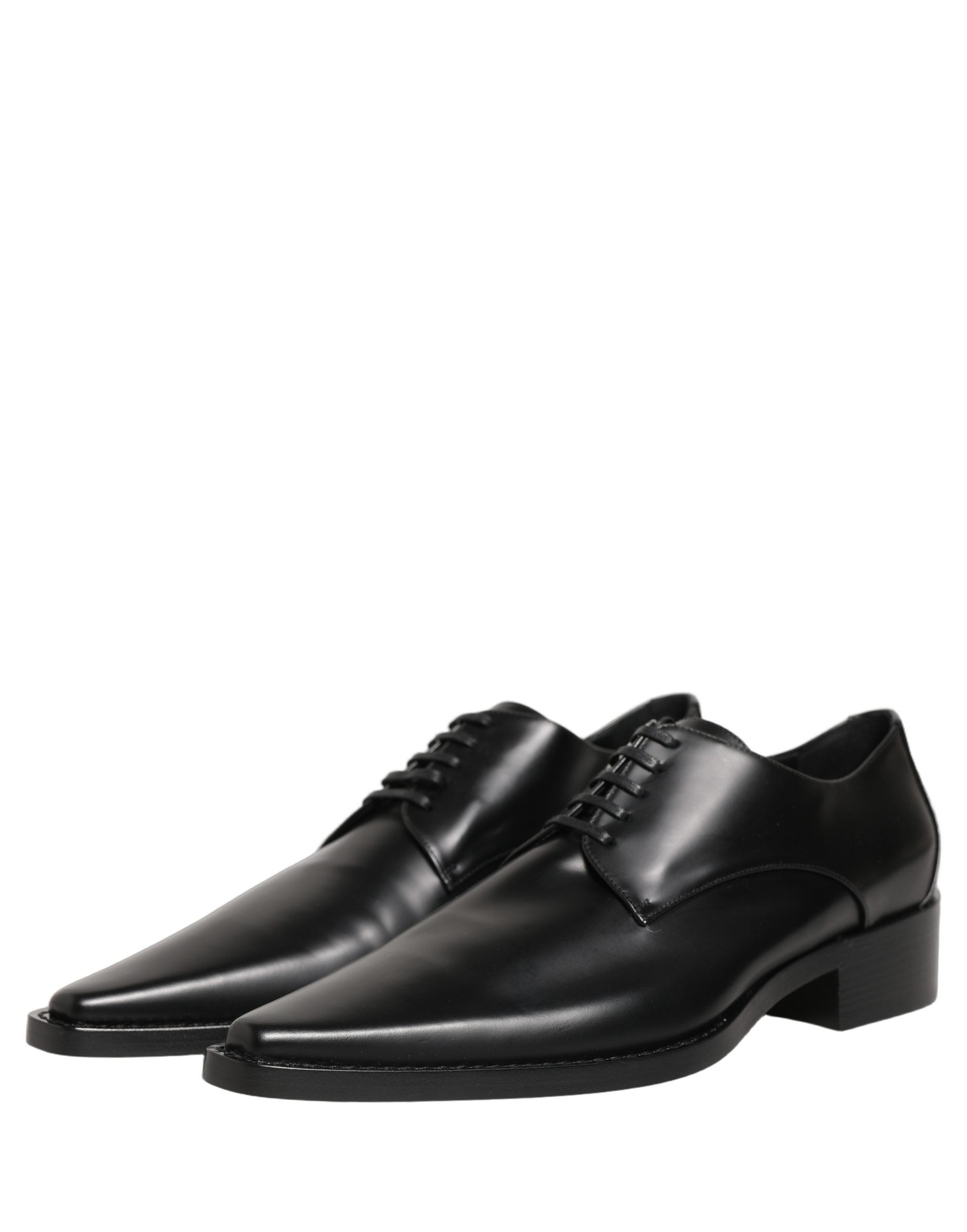Dolce & Gabbana Schwarze Leder Schnür-Derby-Schuhe-4