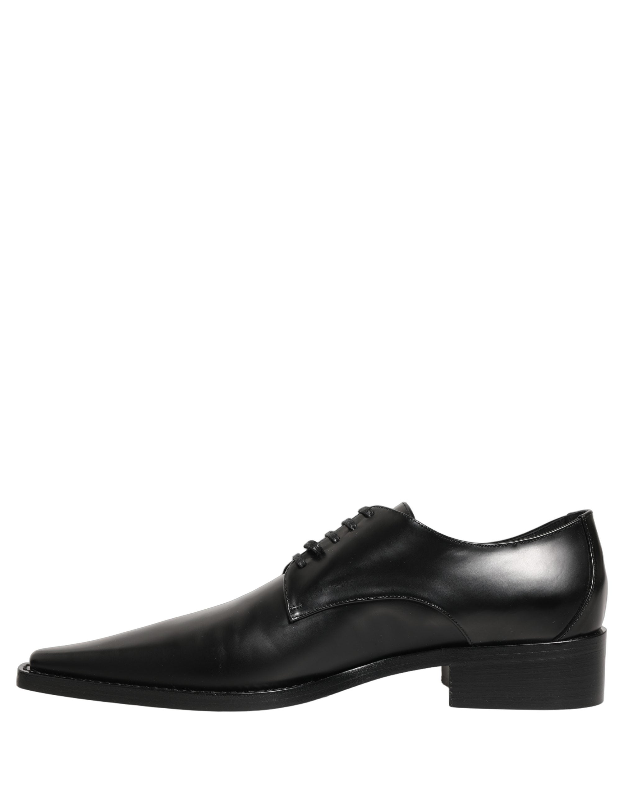 Dolce & Gabbana Schwarze Leder Schnür-Derby-Schuhe-5