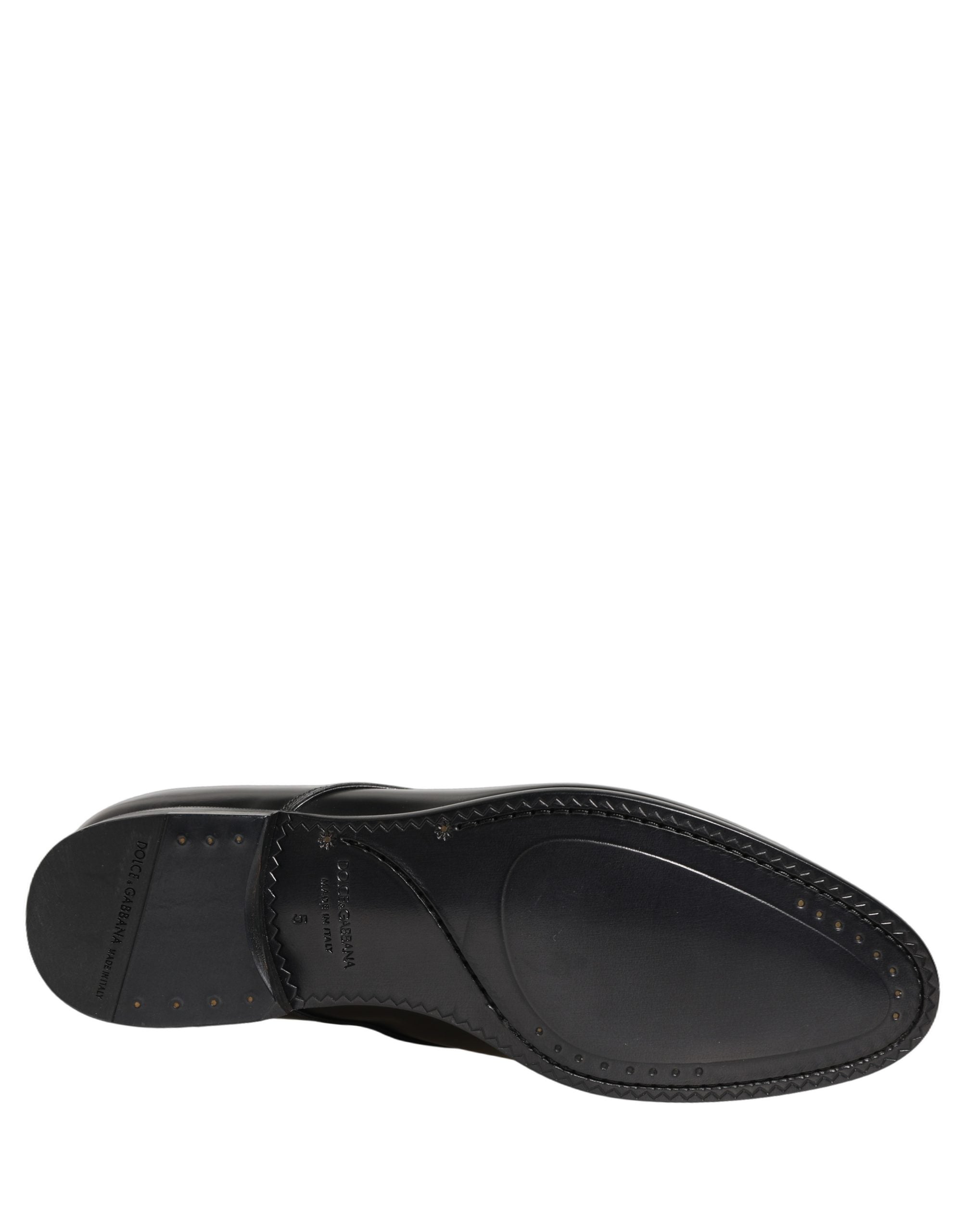 Dolce & Gabbana Schwarze Leder Schnür-Derby-Anzugschuhe-5