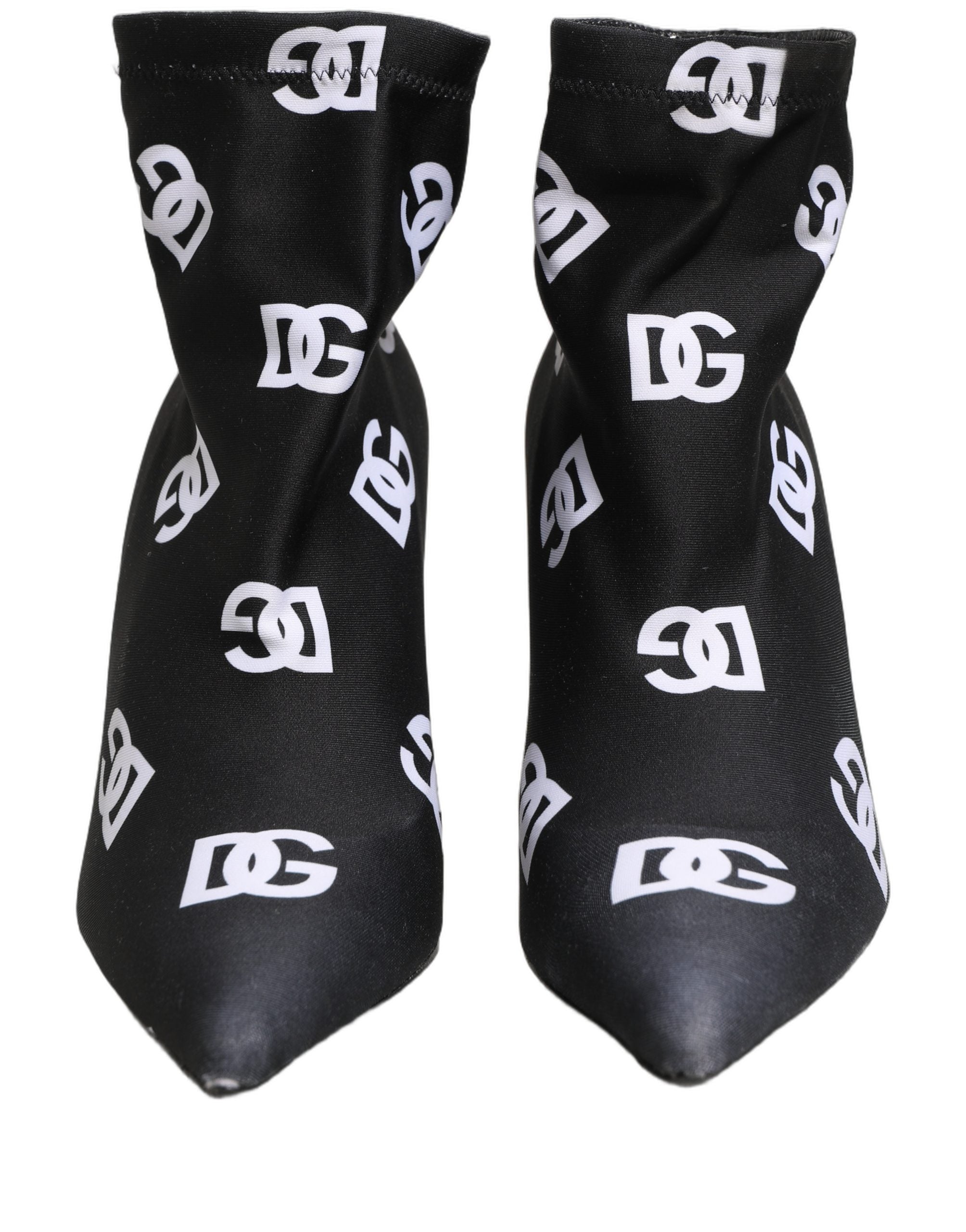 Dolce & Gabbana Schwarze Stretch-Stiefeletten mit Logo-1