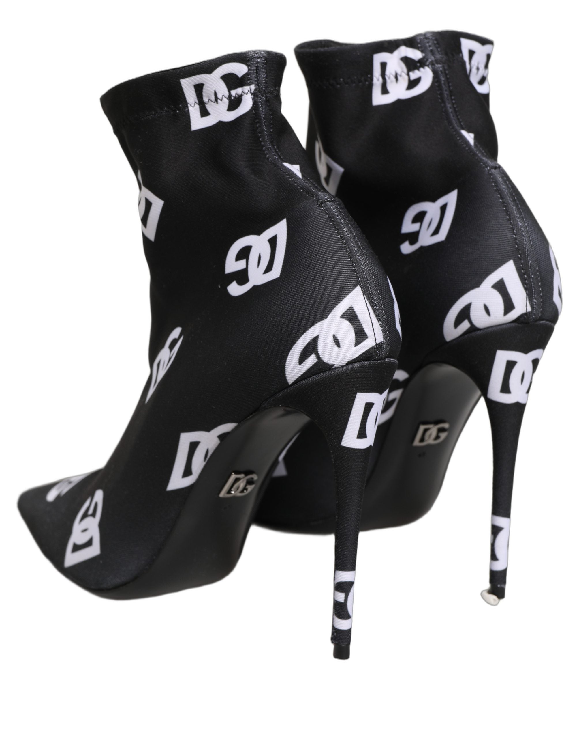 Dolce & Gabbana Schwarze Stretch-Stiefeletten mit Logo-4