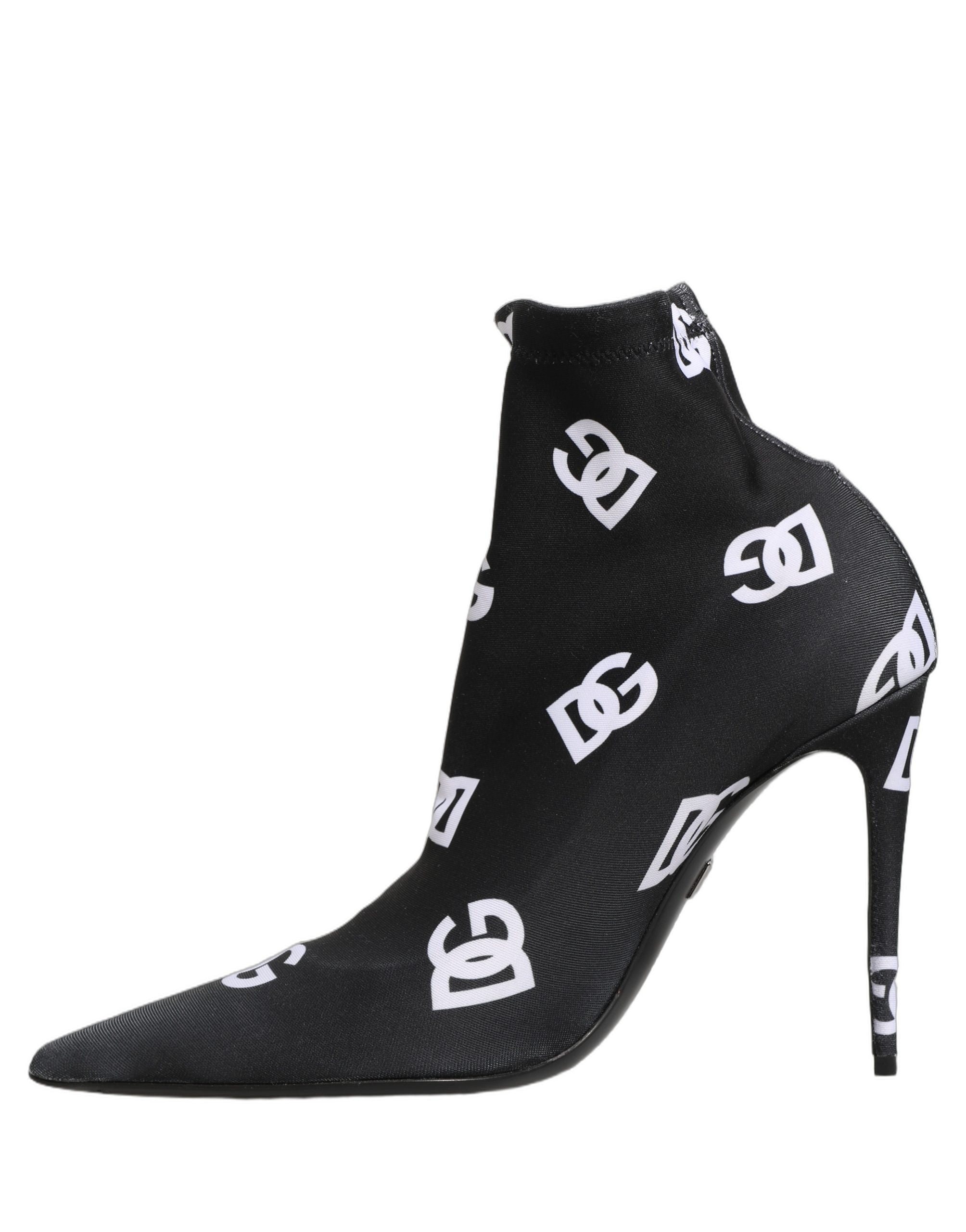 Dolce & Gabbana Schwarze Stretch-Stiefeletten mit Logo-5