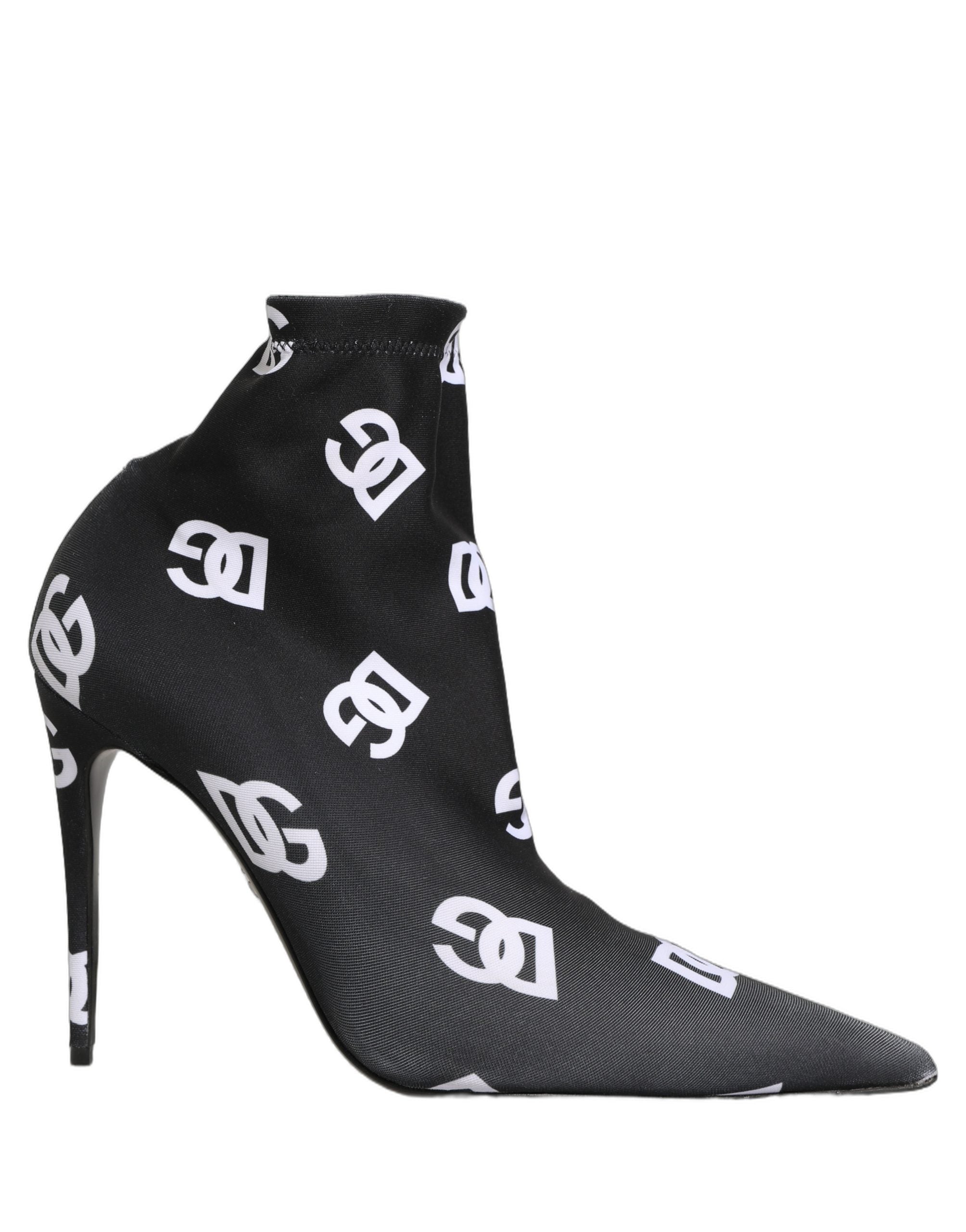 Dolce & Gabbana Schwarze Stretch-Stiefeletten mit Logo-7