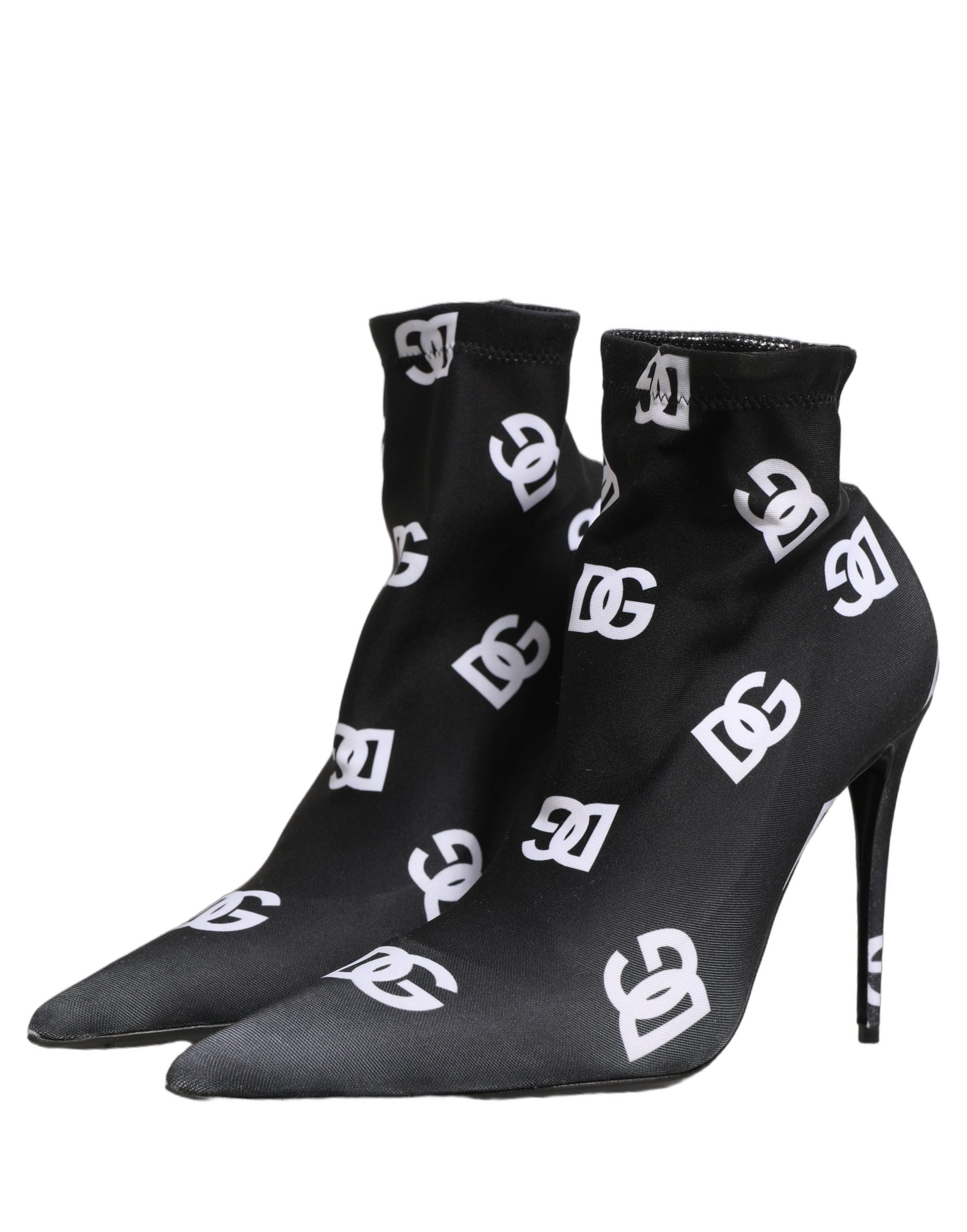 Dolce & Gabbana Schwarze Stretch-Stiefeletten mit Logo-8