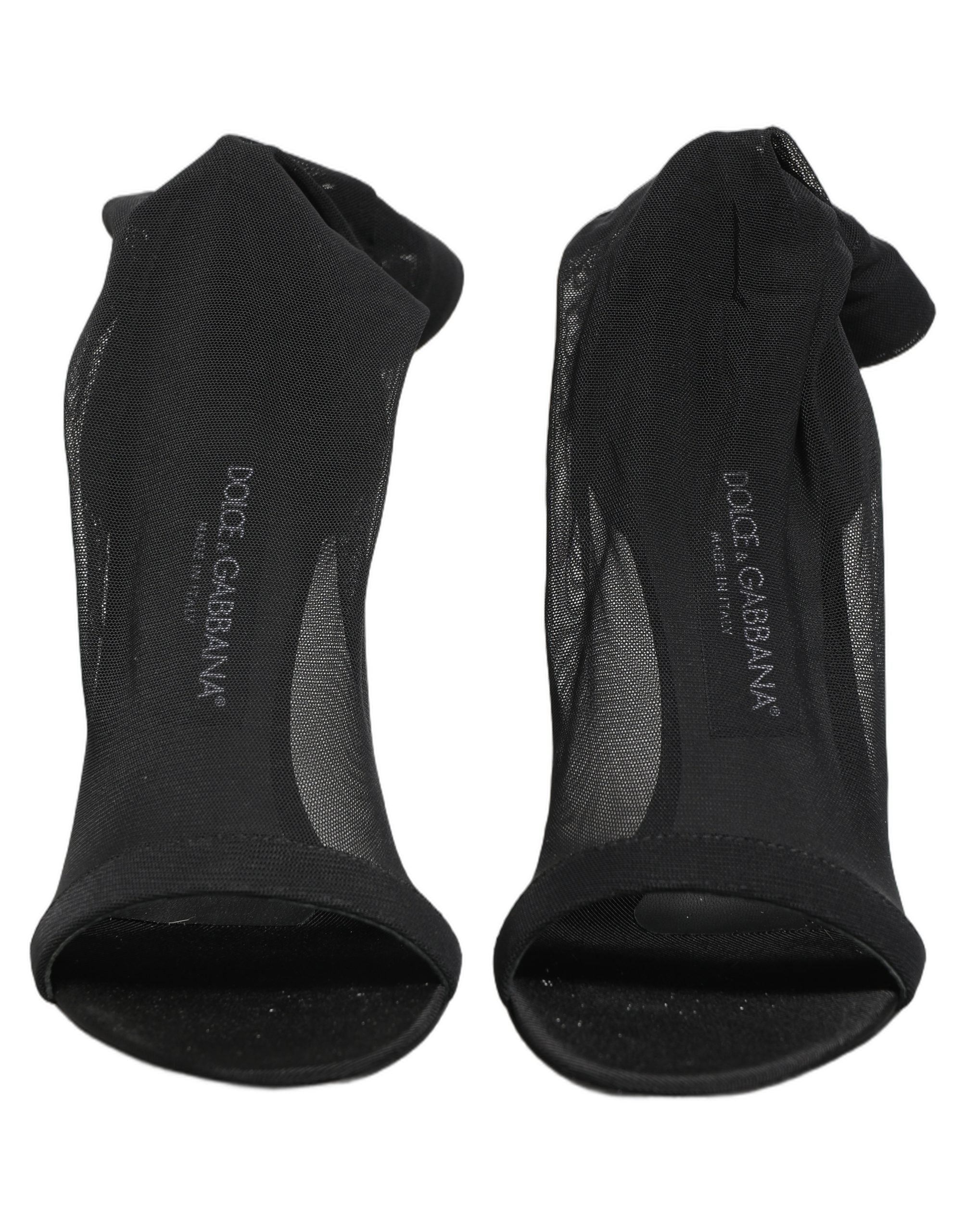 Dolce & Gabbana Schwarz Nylon Mesh Socke Stil Stiefel Schuhe-1