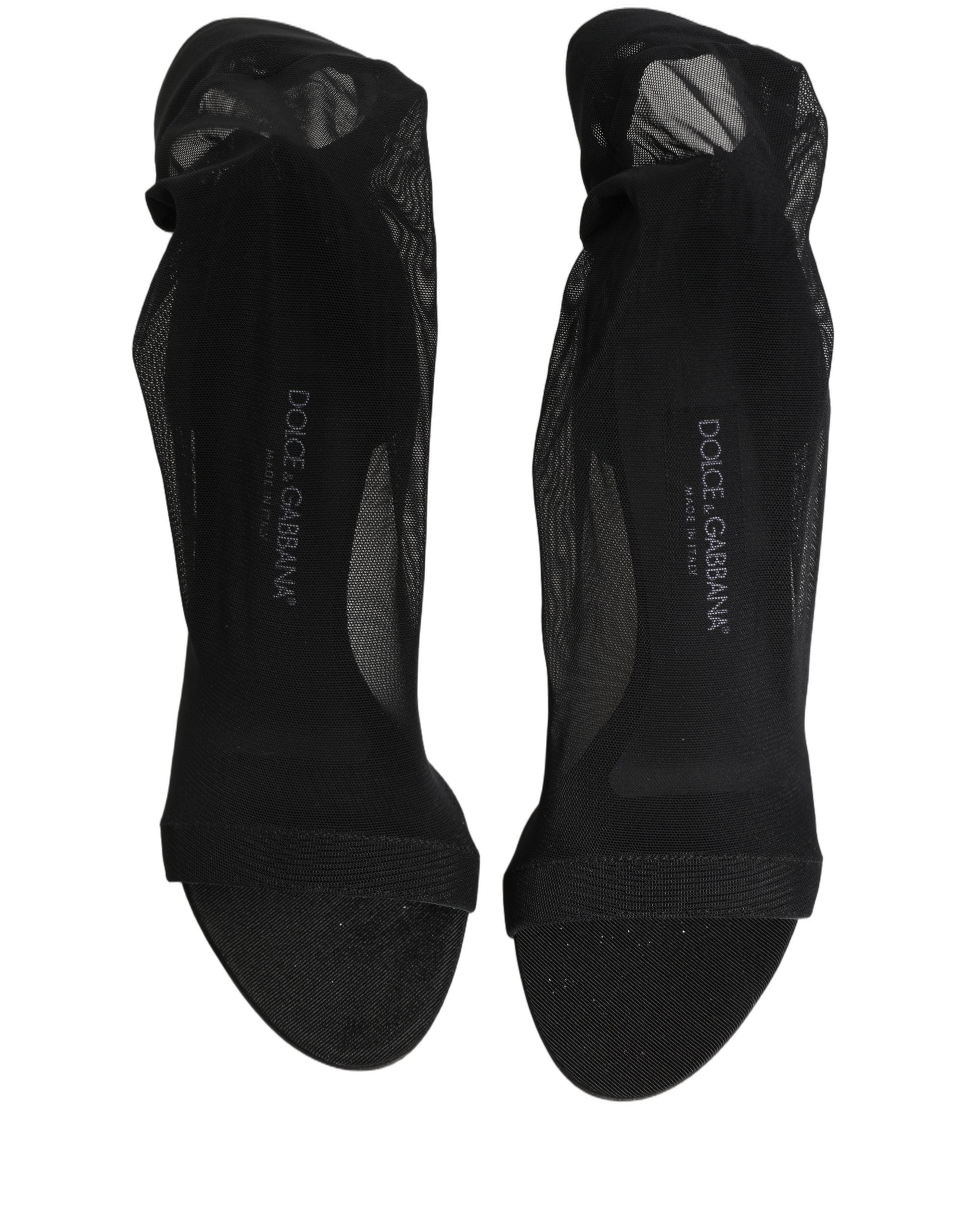 Dolce & Gabbana Schwarz Nylon Mesh Socke Stil Stiefel Schuhe-2