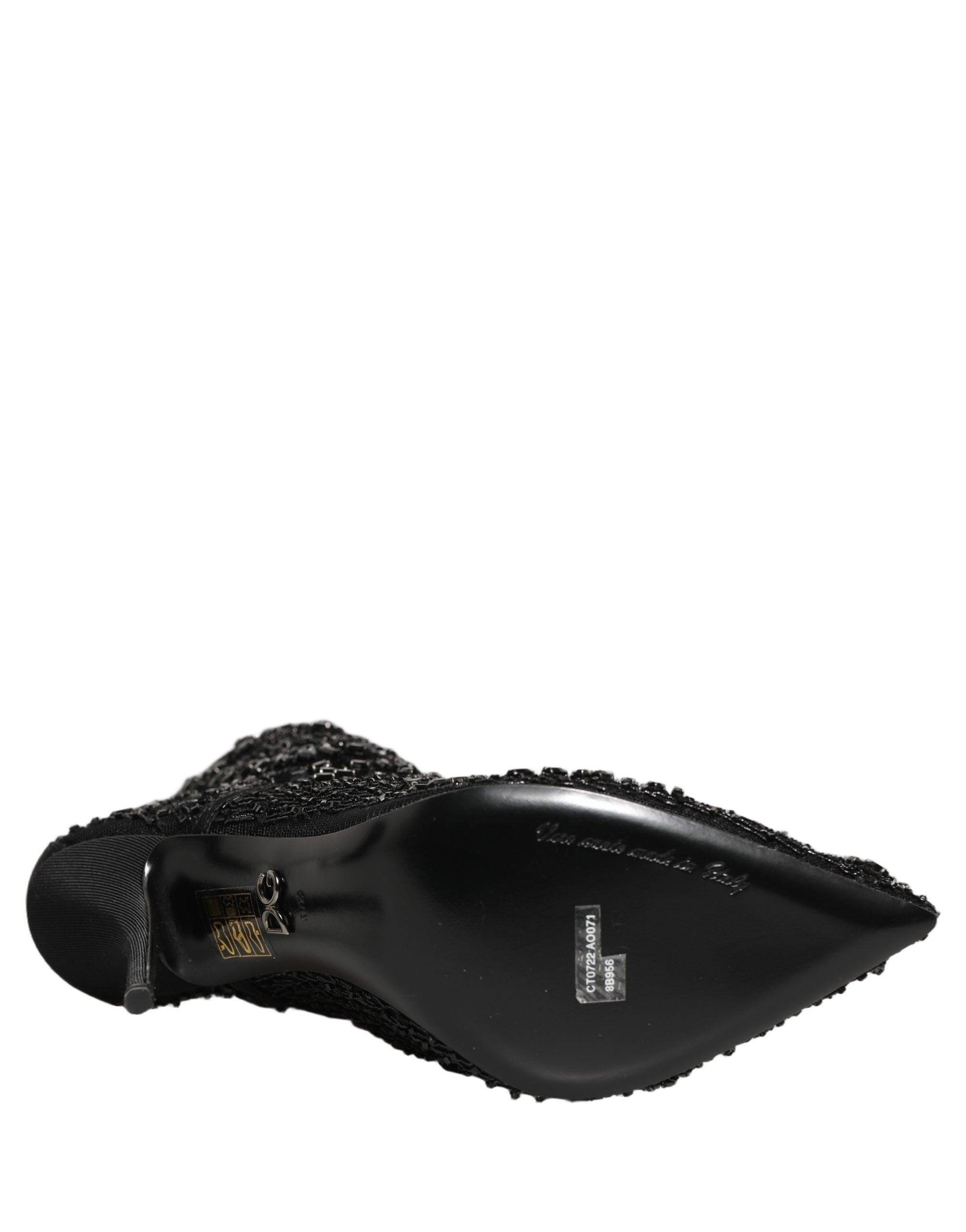 Dolce & Gabbana Schwarze Ankle Boots aus Mesh mit Verzierungen-7