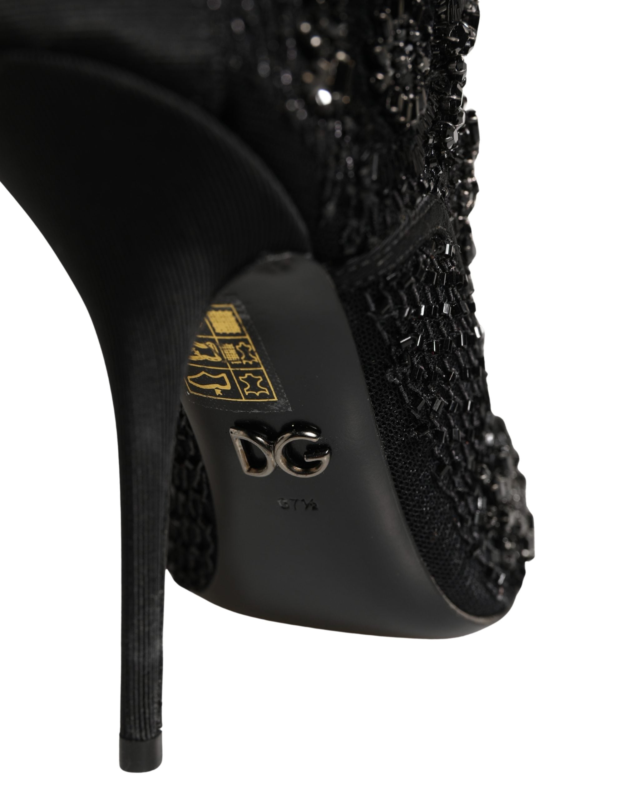 Dolce & Gabbana Schwarze Ankle Boots aus Mesh mit Verzierungen-8