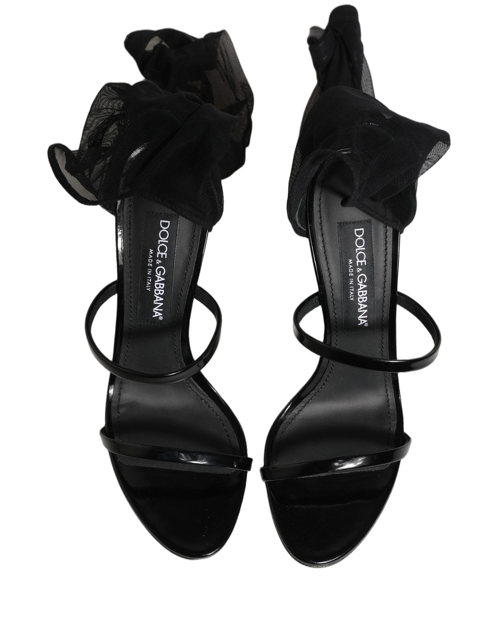 Dolce & Gabbana Schwarze Stilettosandalen-Stiefel mit hohen Socken-8