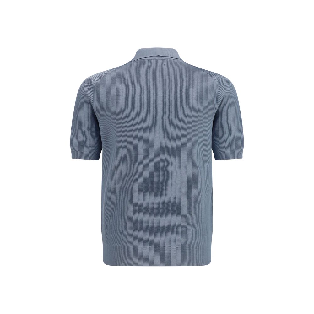 Brunello Cucinelli Blaues Baumwoll-Polohemd-2