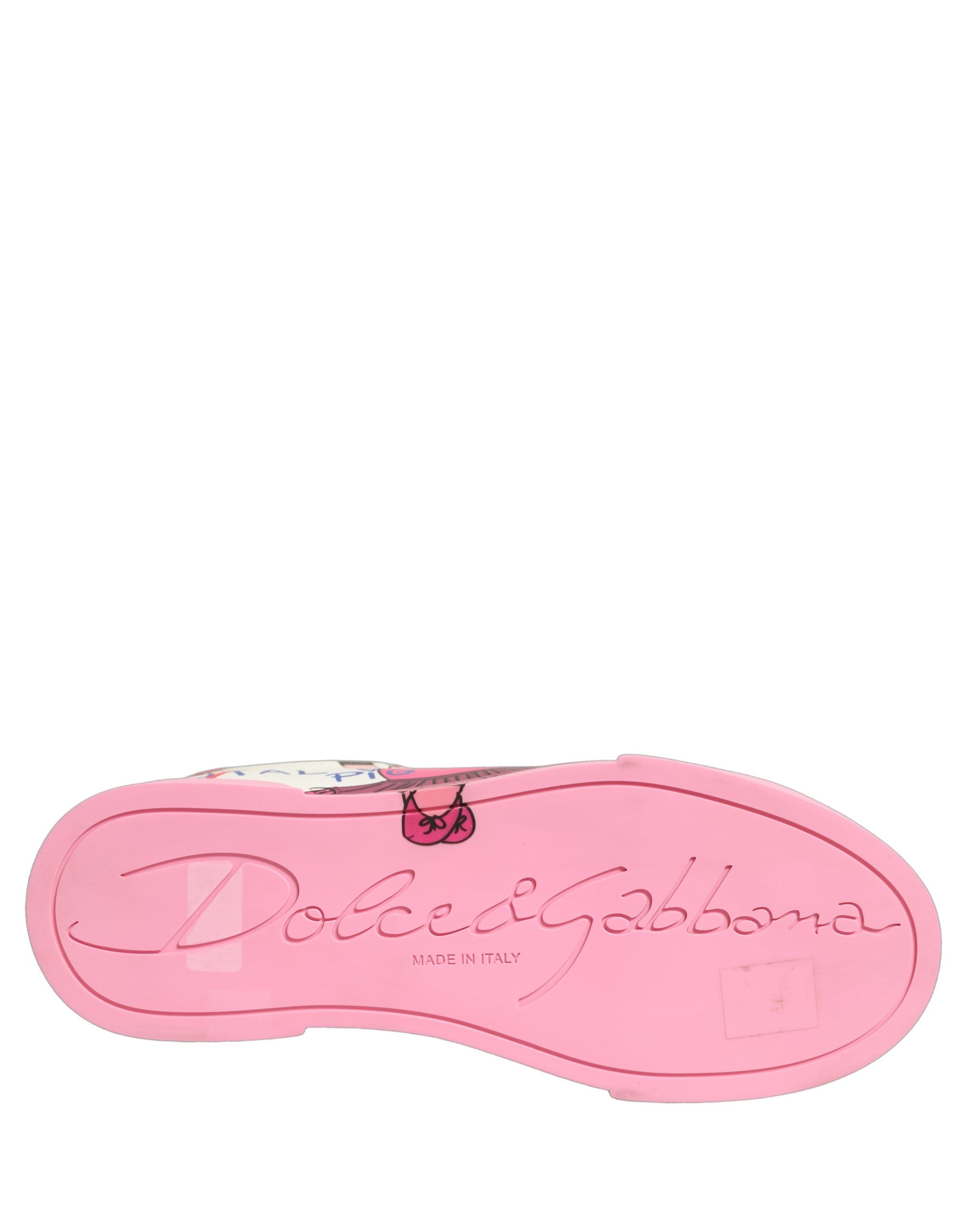 Dolce & Gabbana Weiße Pink Portofino Royal Pig Sneaker Schuhe-8