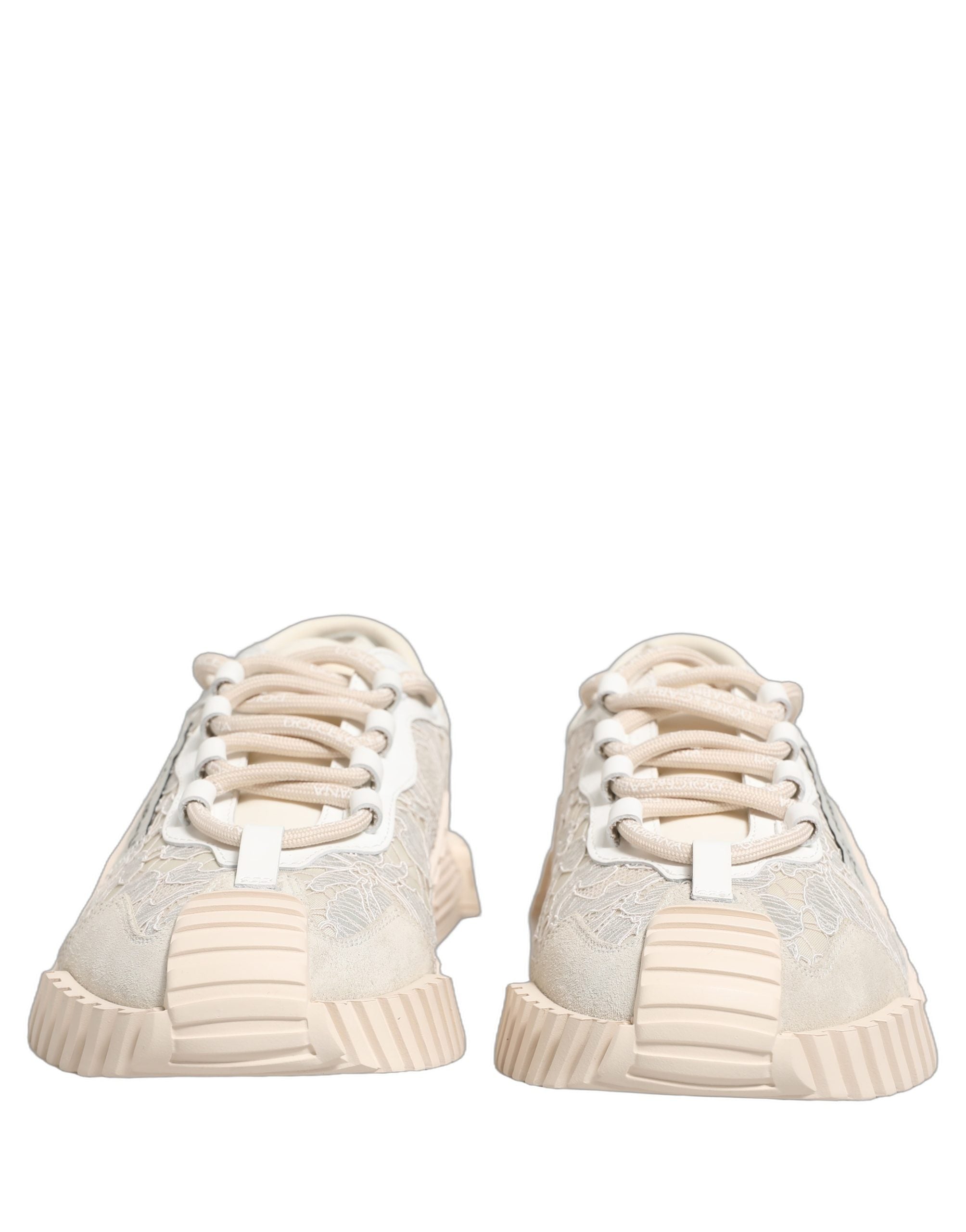 Dolce & Gabbana Weiß Spitze NS1 Low Top Sneaker Sportschuhe-4