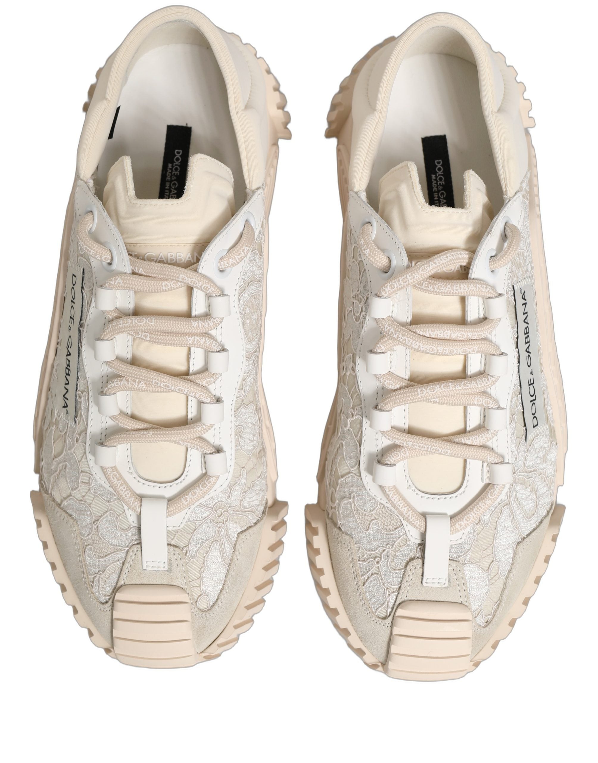 Dolce & Gabbana Weiß Spitze NS1 Low Top Sneaker Sportschuhe-5