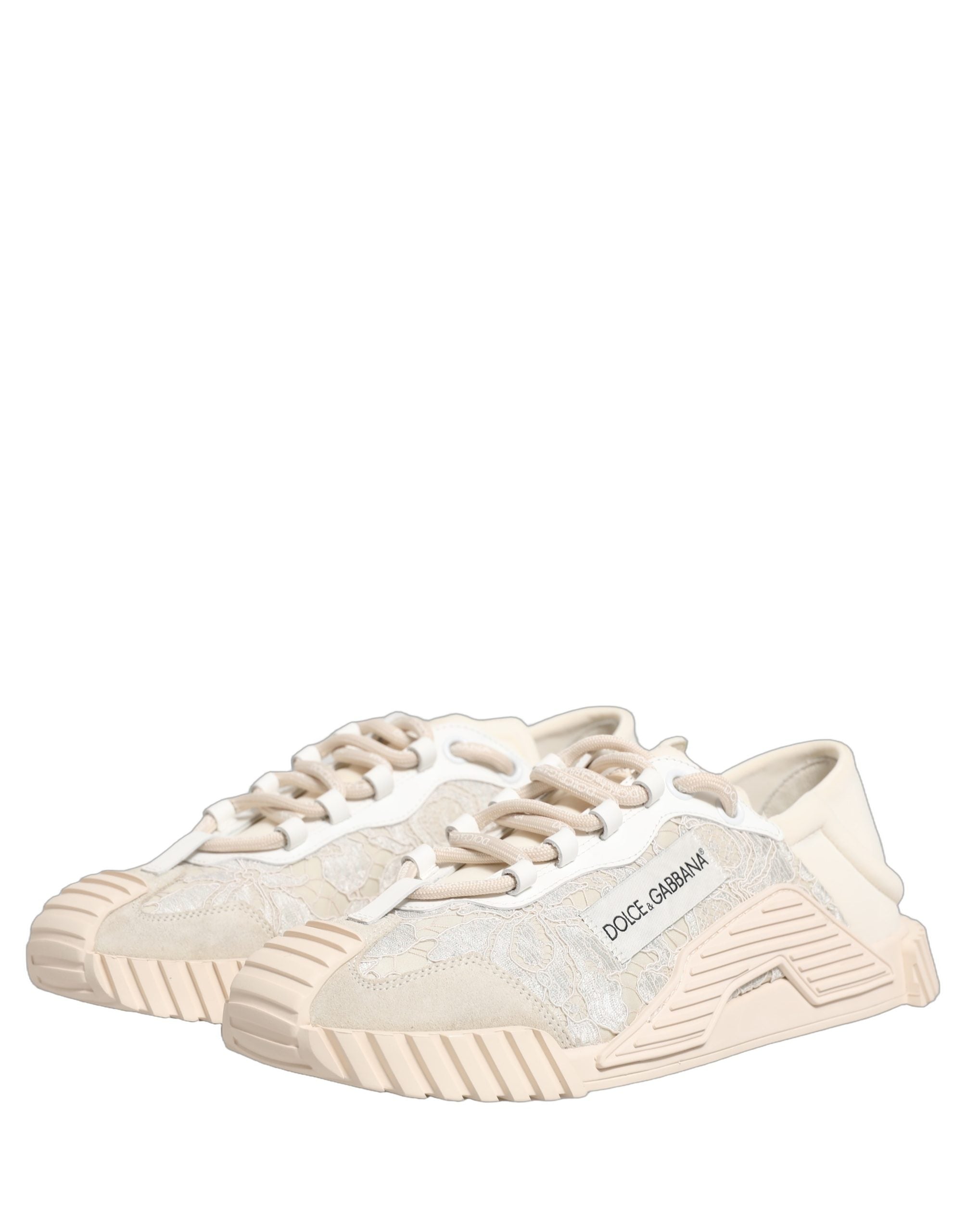 Dolce & Gabbana Weiß Spitze NS1 Low Top Sneaker Sportschuhe-6