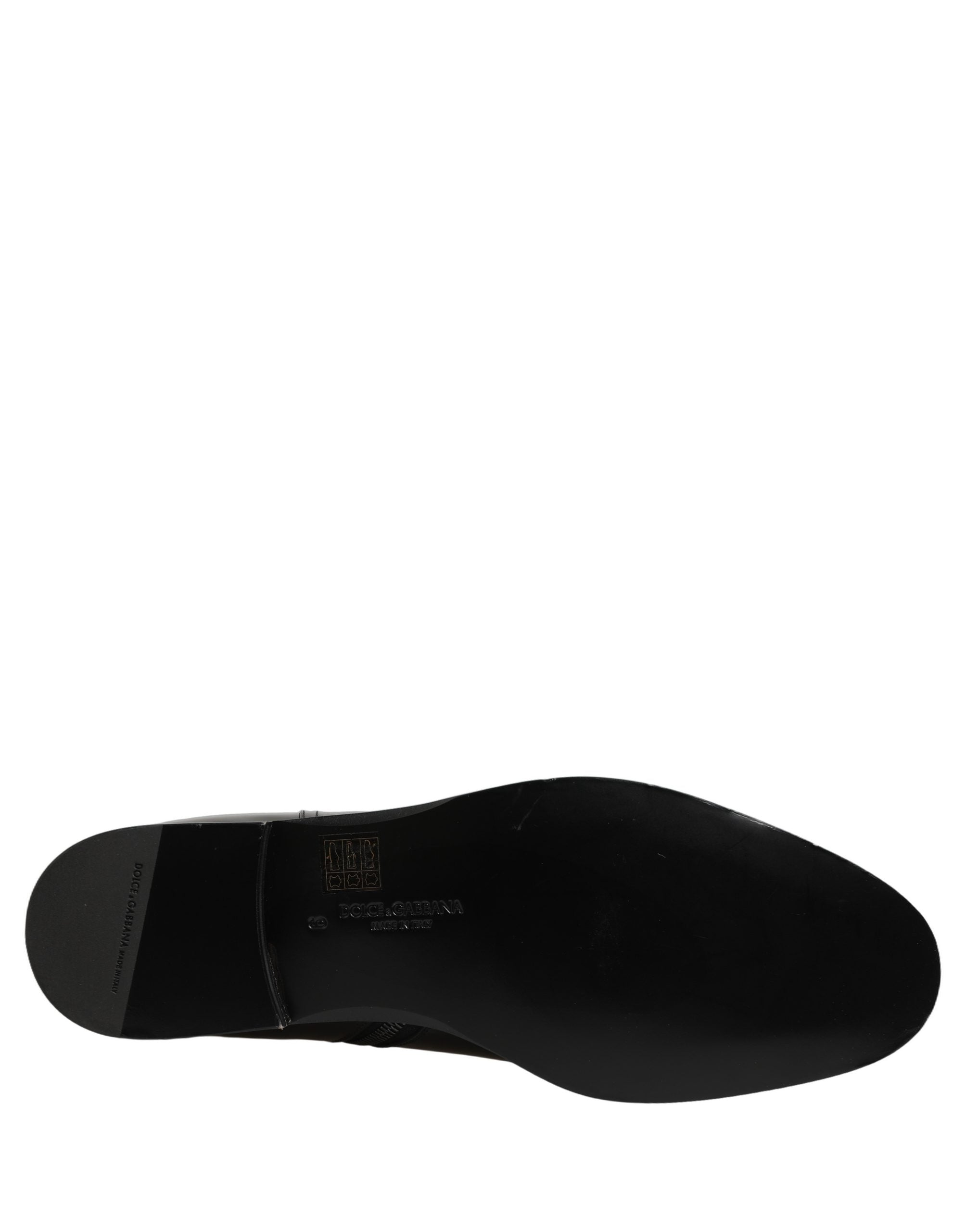 Dolce & Gabbana Schwarze Lederstiefel mit Logo-Schnalle, mittelhoher Schaft-3