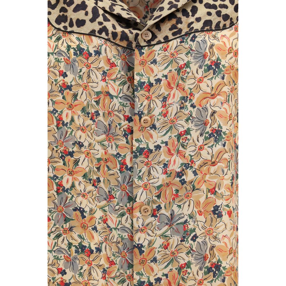 Valentino Mehrfarbiges Seidenhemd mit Muster-3