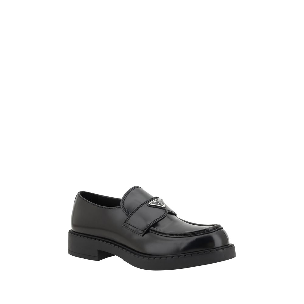 Prada Schwarze Bos Taurus Kalbsleder Plateau-Loafer-2