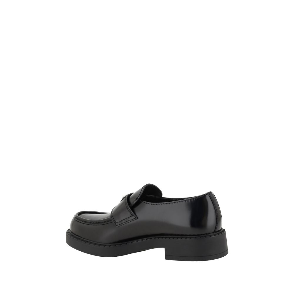 Prada Schwarze Bos Taurus Kalbsleder Plateau-Loafer-3