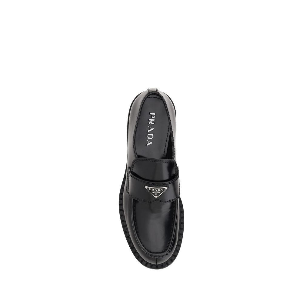 Prada Schwarze Bos Taurus Kalbsleder Plateau-Loafer-4