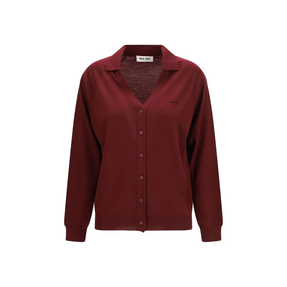 Miu Miu Bordeaux Woll Cardigan Oves Aries-1