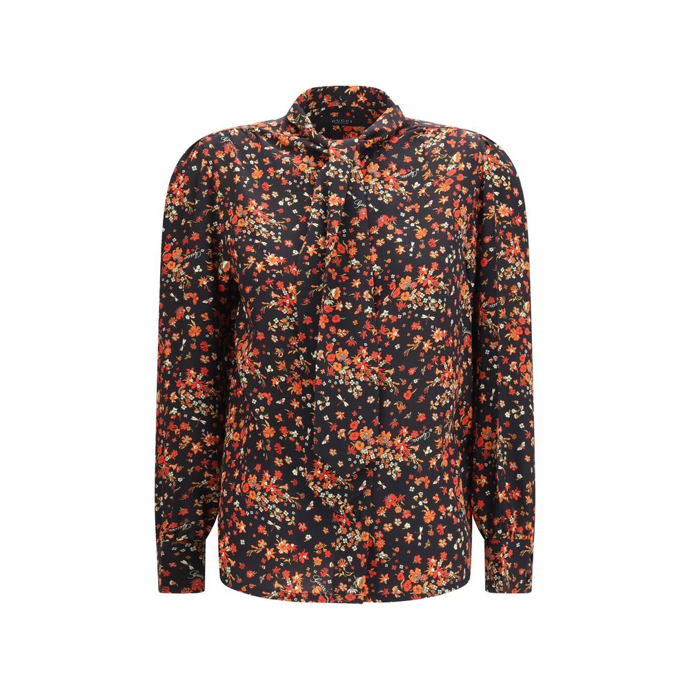 Gucci Mehrfarbiges Seidenhemd mit Muster-1
