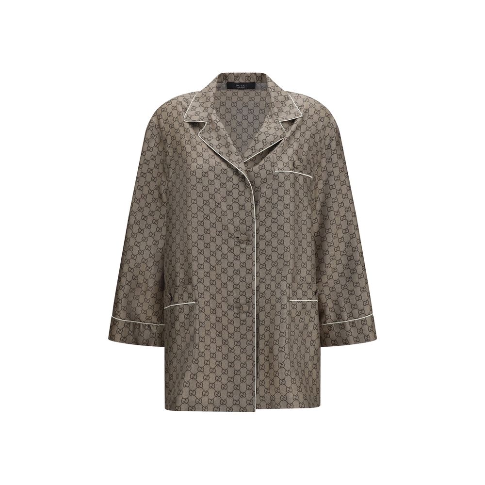 Gucci Beige Silk Dress Shirt-1