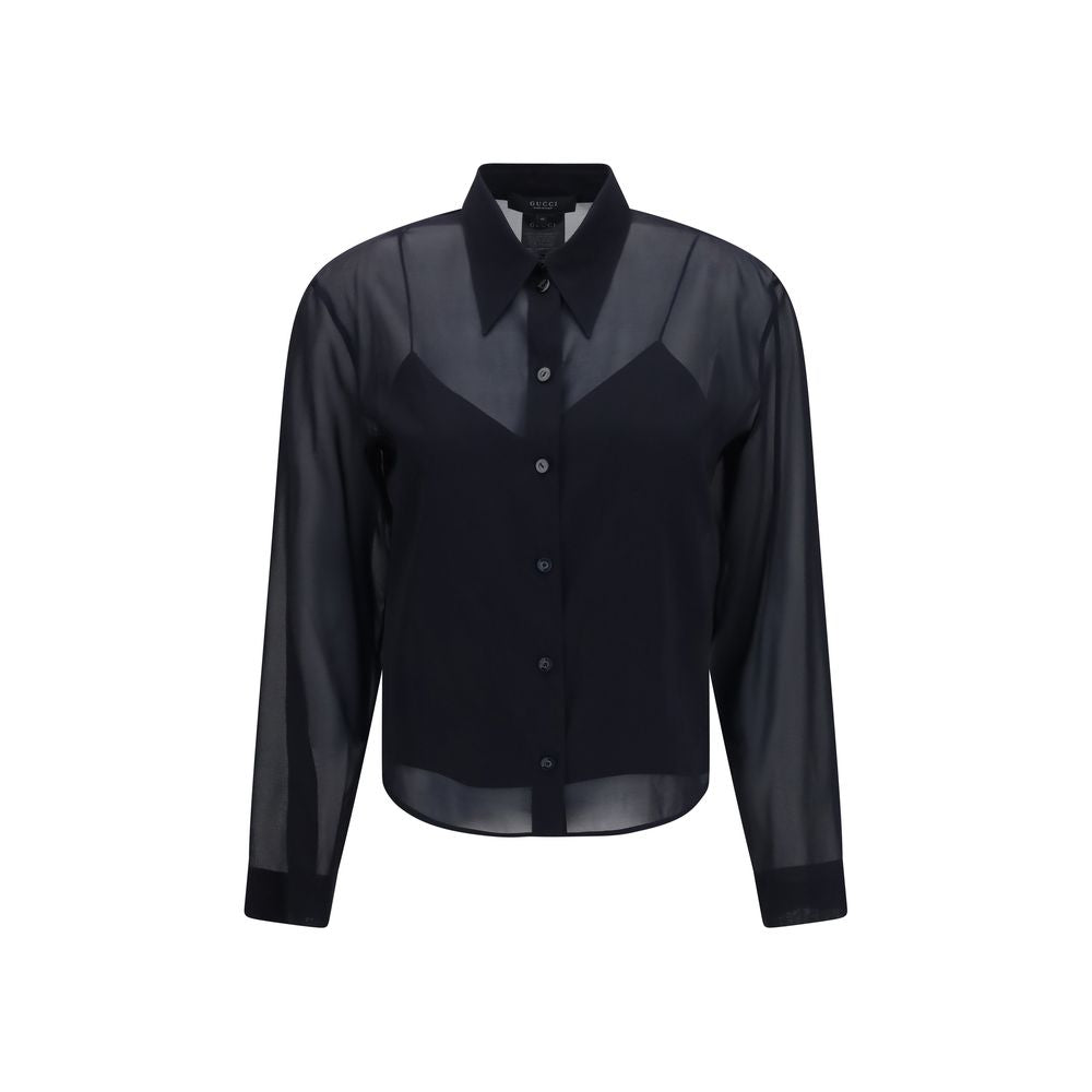 Gucci Schwarzes Seidenhemd-1