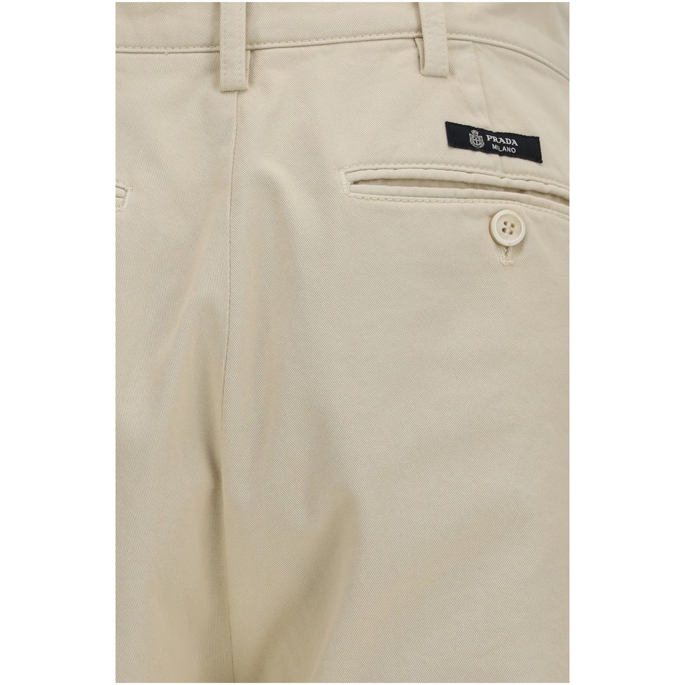 Prada Beige Cotton Casual Pants-3