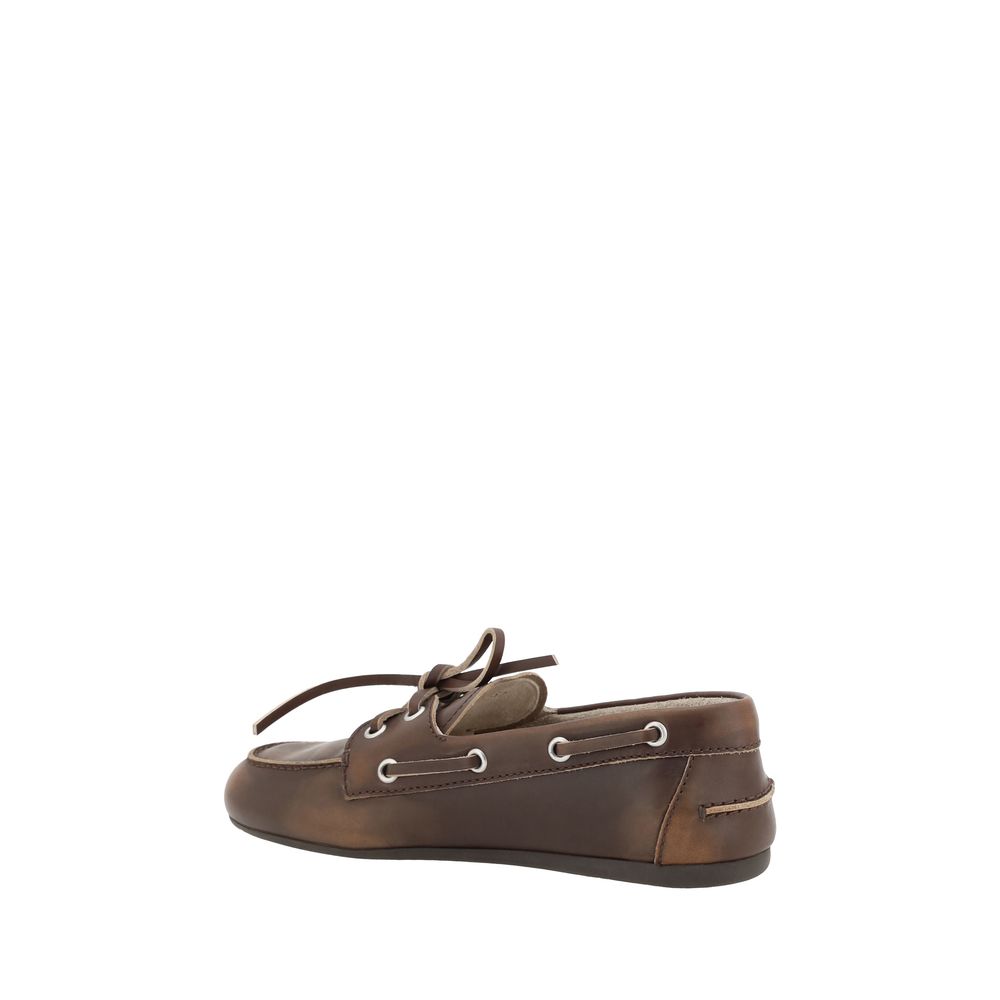 Miu Miu Braune Kalbsleder Bos Taurus Loafer zum Hineinschlüpfen-5