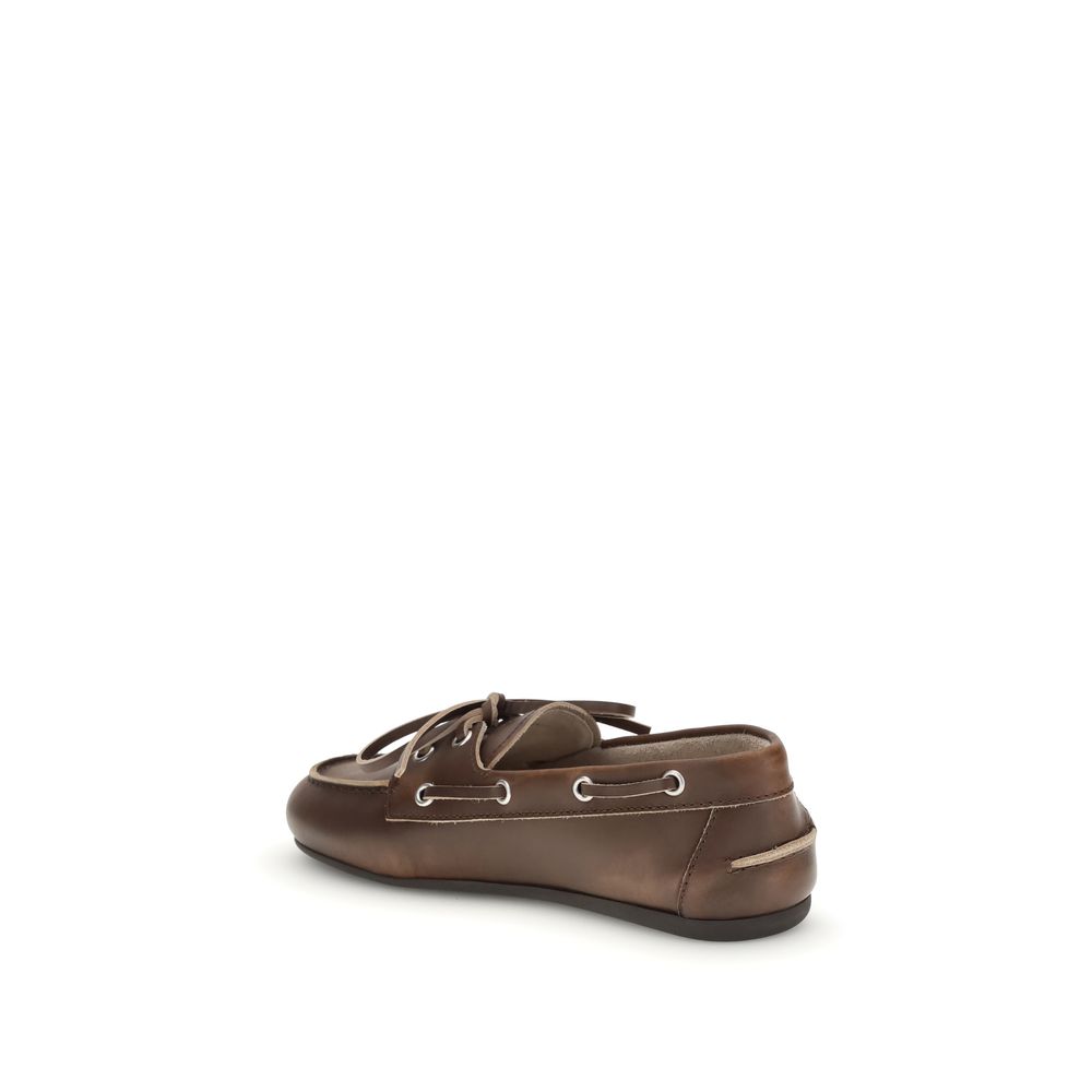 Miu Miu Braune Kalbsleder Bos Taurus Loafer zum Hineinschlüpfen-6