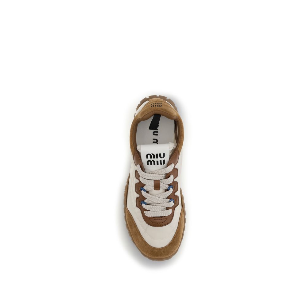 Miu Miu Beige Polyamid-Sneakers für sportliche Aktivitäten-4