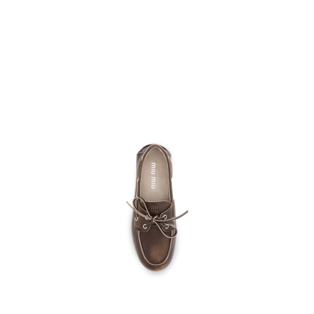 Miu Miu Braune Kalbsleder Bos Taurus Loafer zum Hineinschlüpfen-8