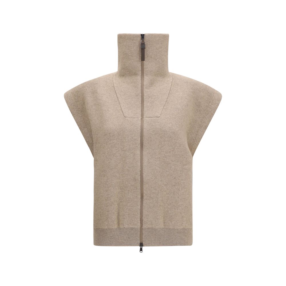 Brunello Cucinelli Beige Cashmere Cardigan-1