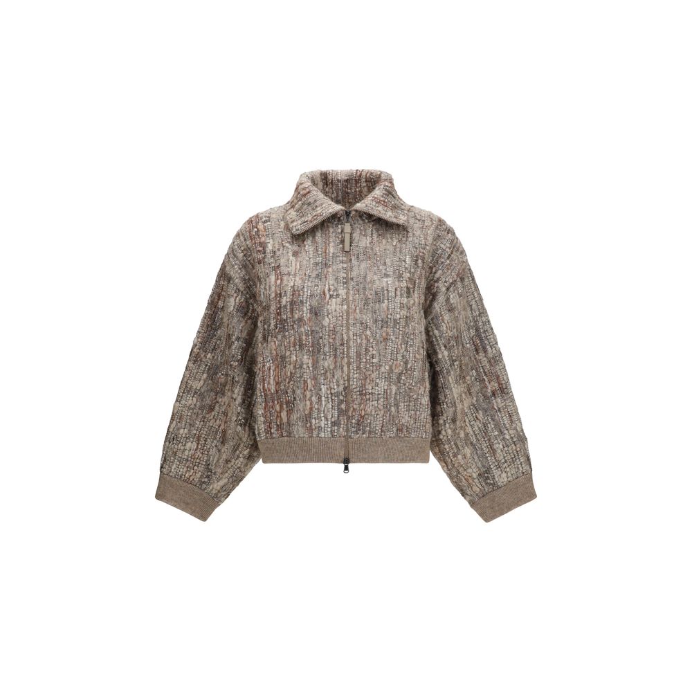 Brunello Cucinelli Beige Mohair Cardigan-1