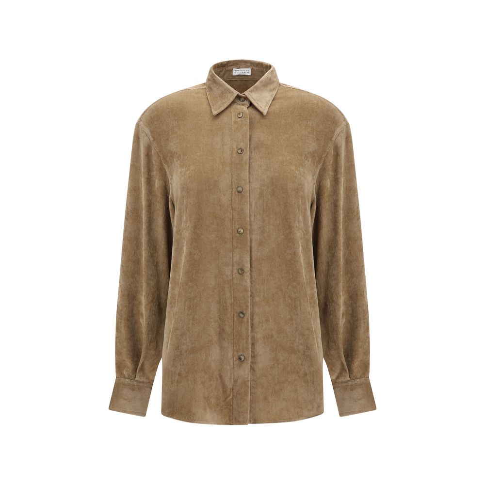 Brunello Cucinelli Beigefarbenes Viskosehemd-1