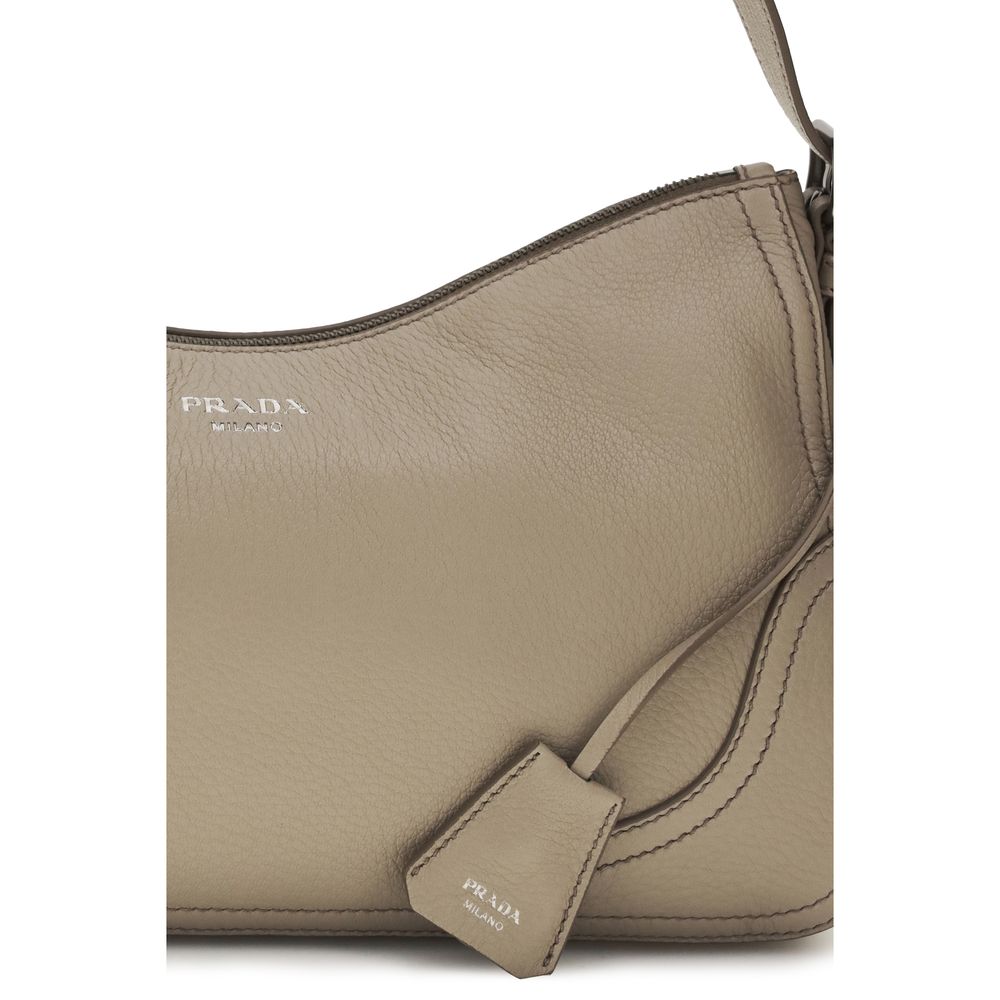 Prada Graue Kalbsleder Bos Taurus Bucket Bag-4