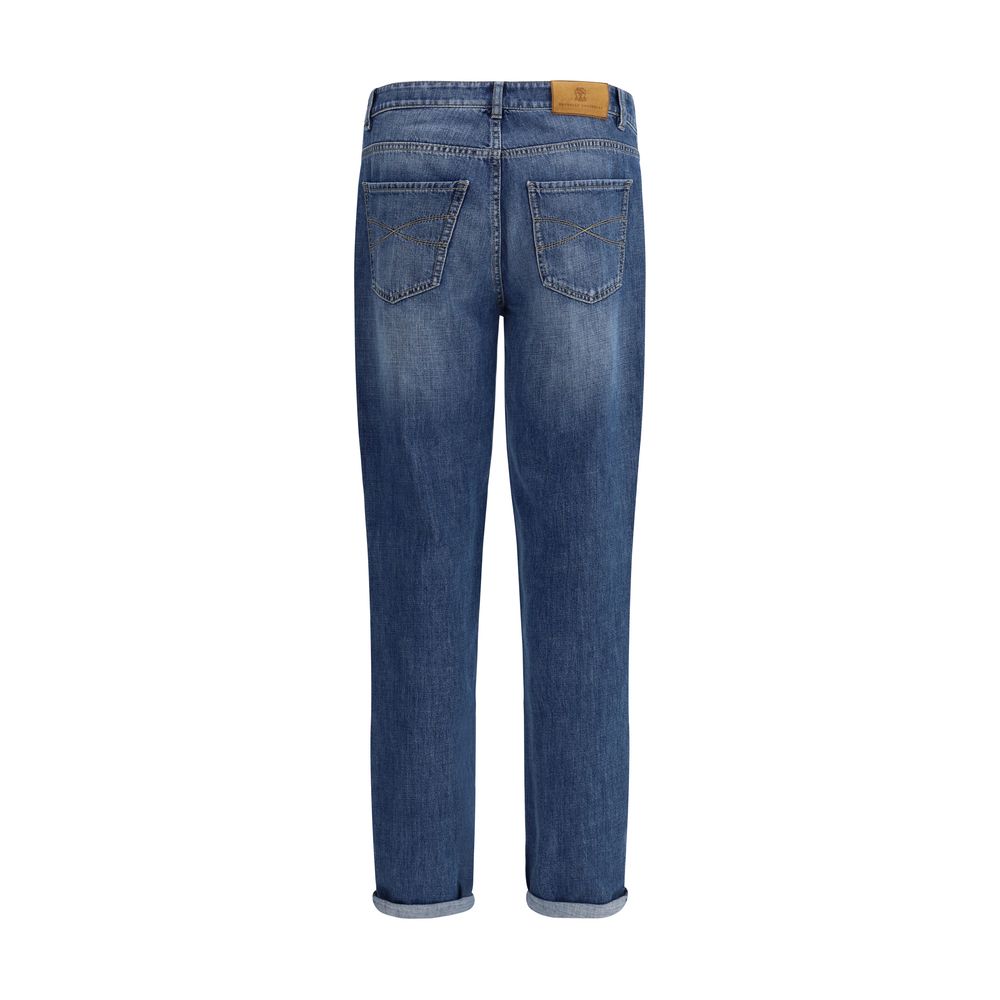 Brunello Cucinelli Blaue Jeans aus Baumwolle im geraden Schnitt-2