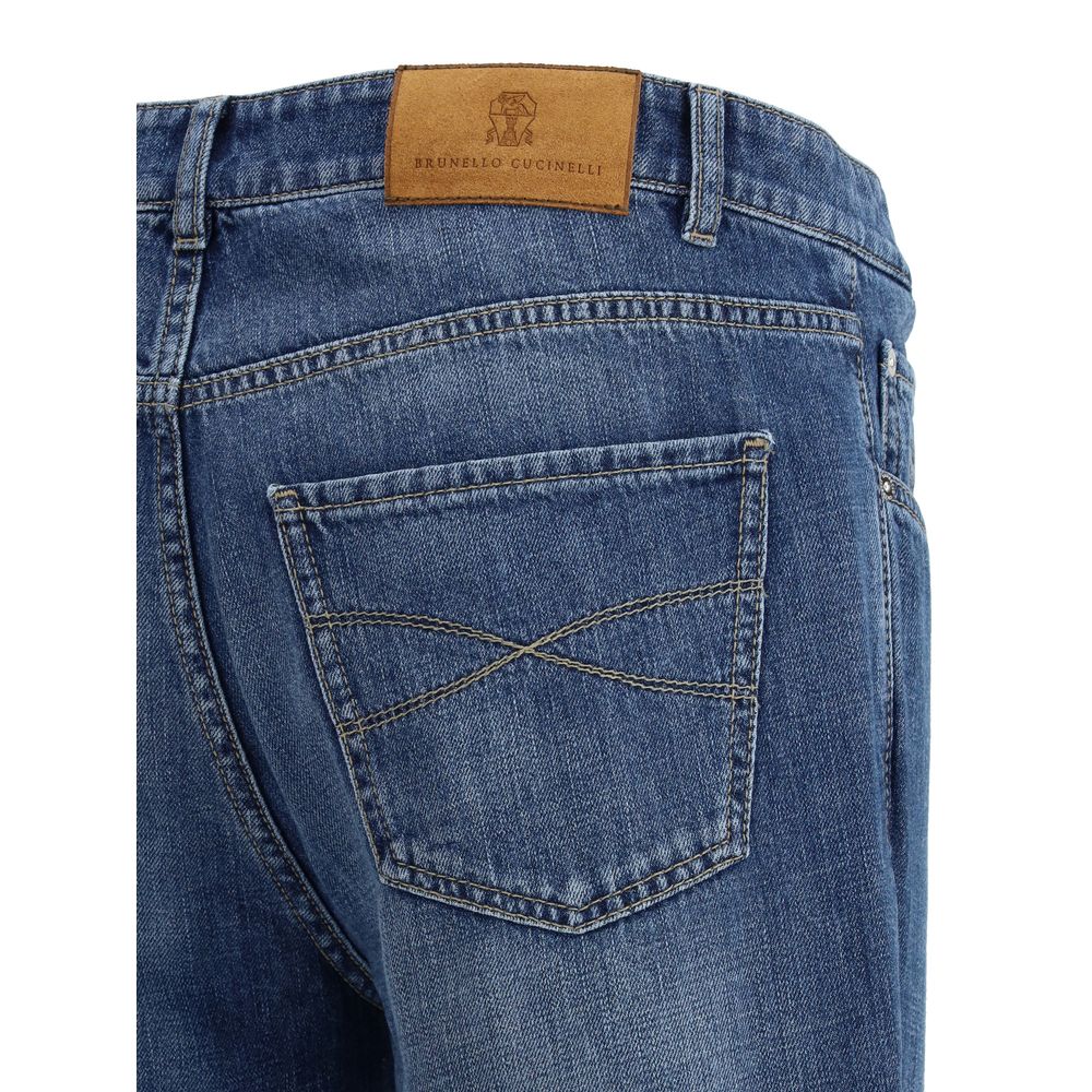 Brunello Cucinelli Blaue Jeans aus Baumwolle im geraden Schnitt-3