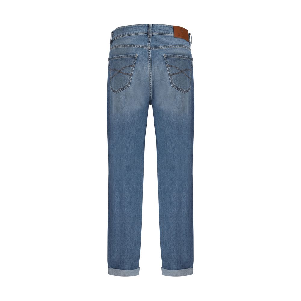 Brunello Cucinelli Blaue Jeans aus Baumwolle im geraden Schnitt-2