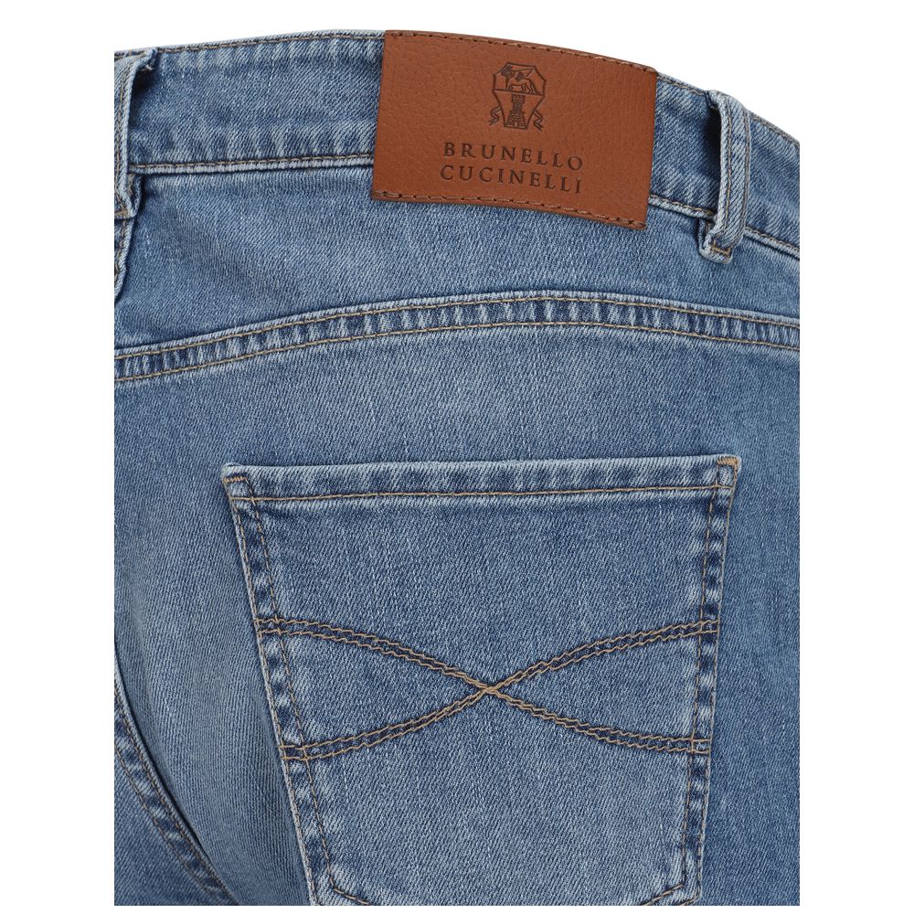 Brunello Cucinelli Blaue Jeans aus Baumwolle im geraden Schnitt-3