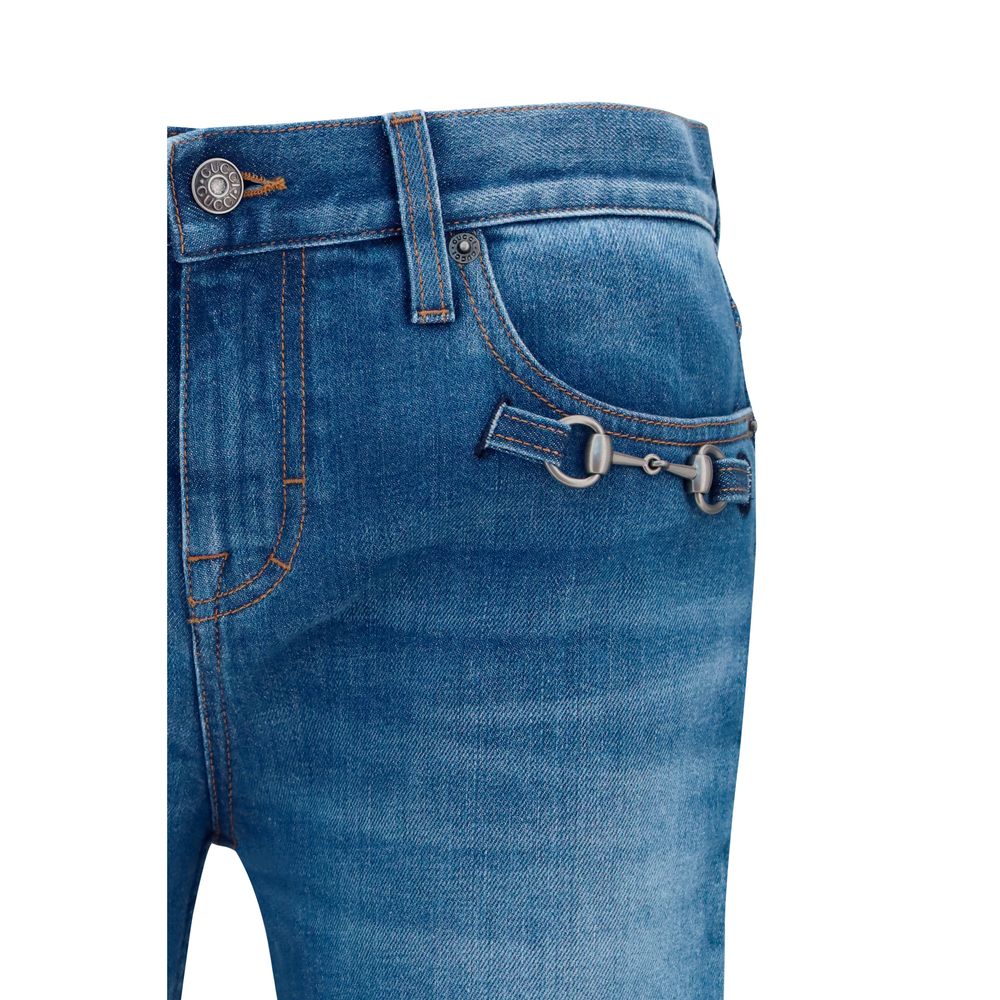 Gucci Blaue Baumwoll-Jeans mit ausgestelltem Bein-3