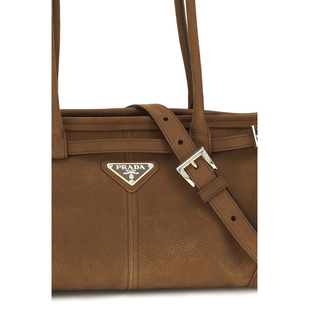 Prada Braune Kalbsleder Bos Taurus Handtasche-4