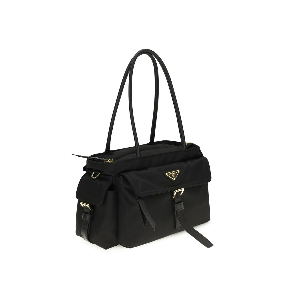 Prada Schwarze Schultertasche aus Polyamid-2