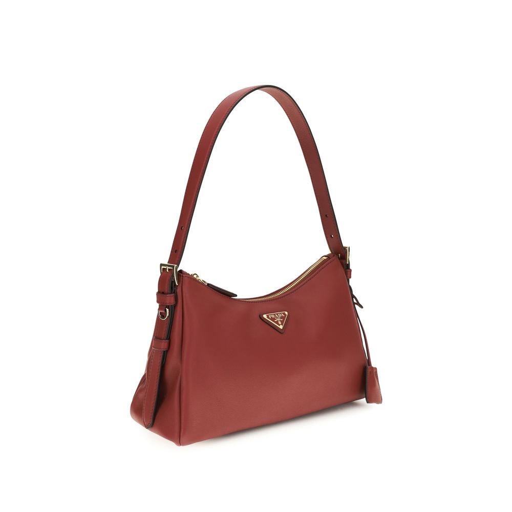 Prada Braune Kalbsleder Bos Taurus Schultertasche-2