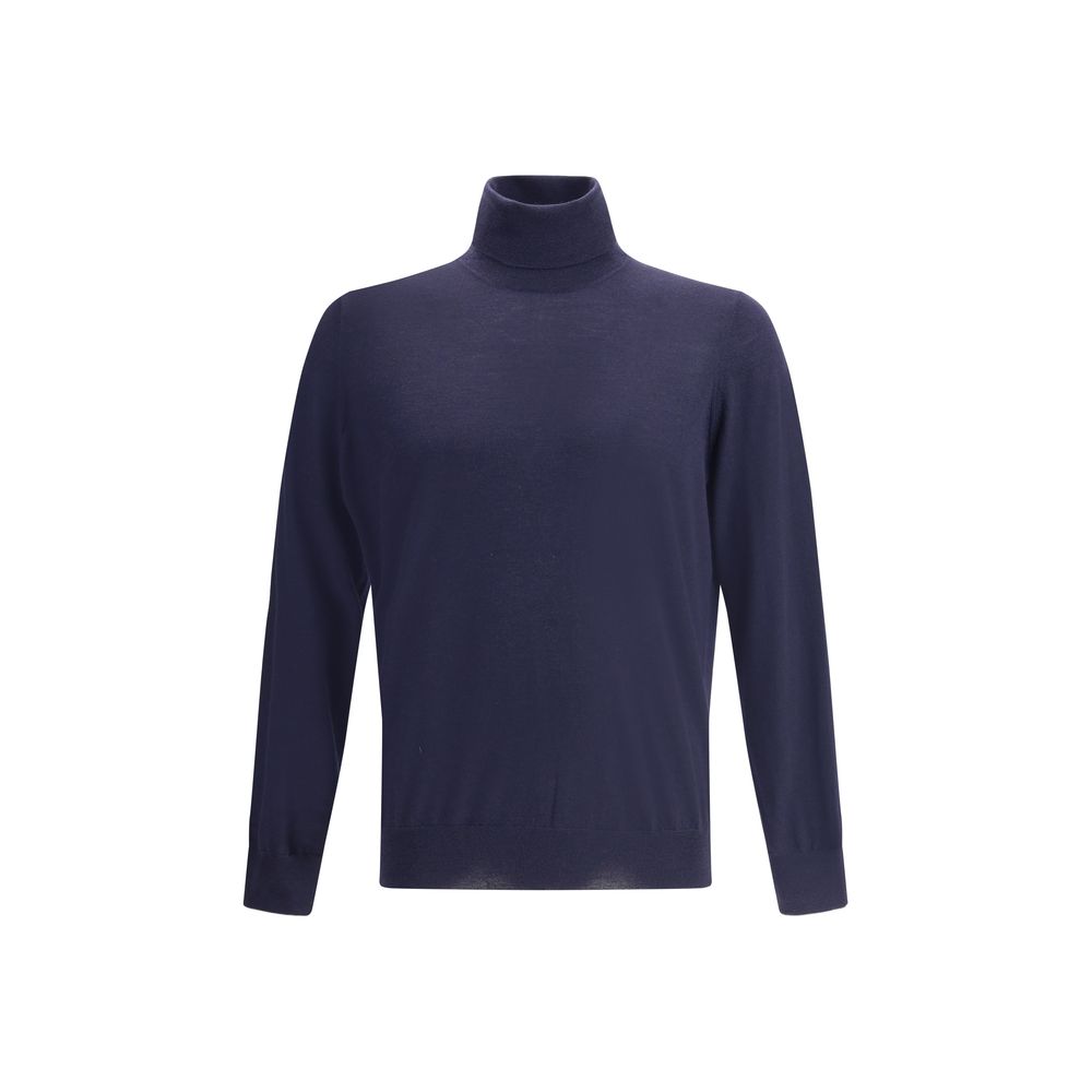 Brunello Cucinelli Blauer Wollpullover Aries Rollkragenpullover-1
