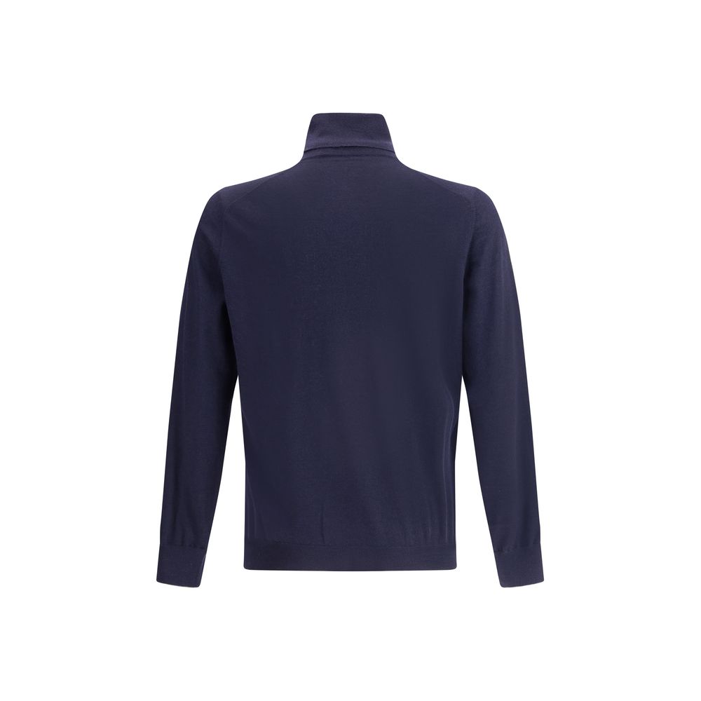 Brunello Cucinelli Blauer Wollpullover Aries Rollkragenpullover-2