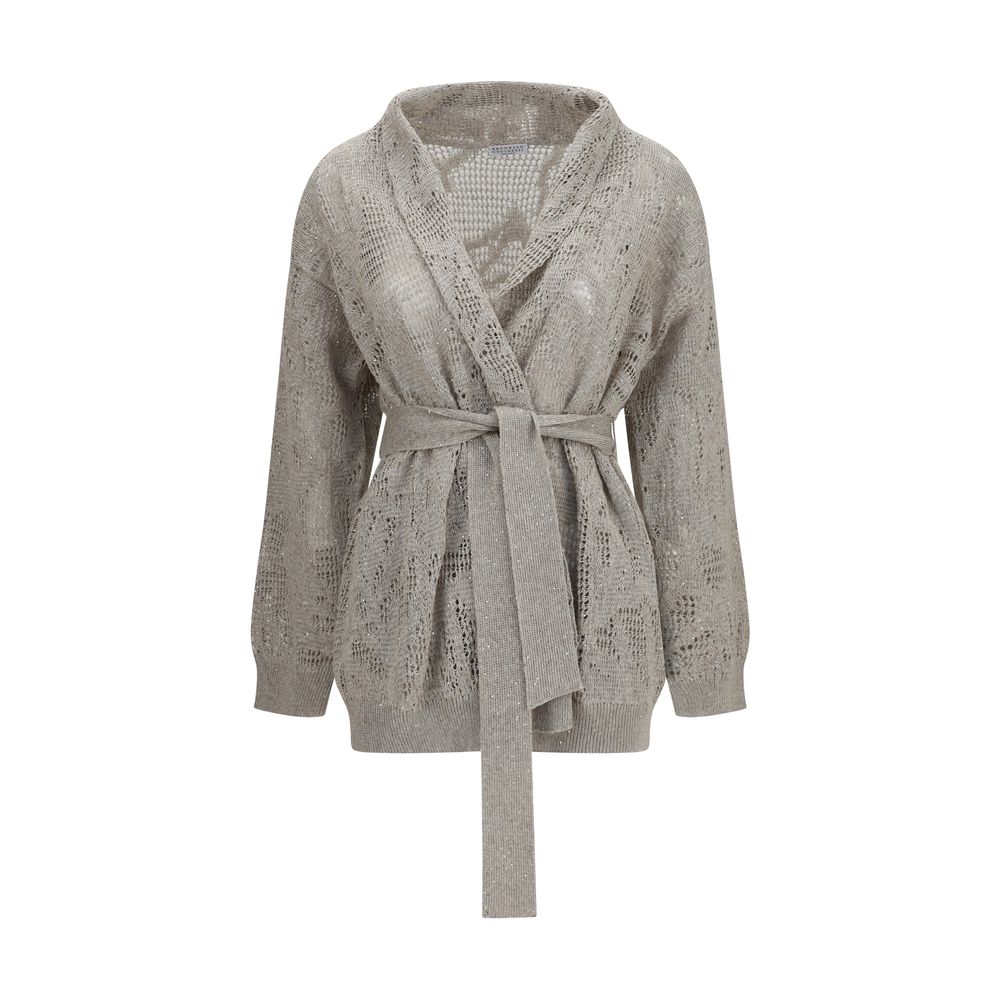 Brunello Cucinelli Beige Leinenstrickjacke-1