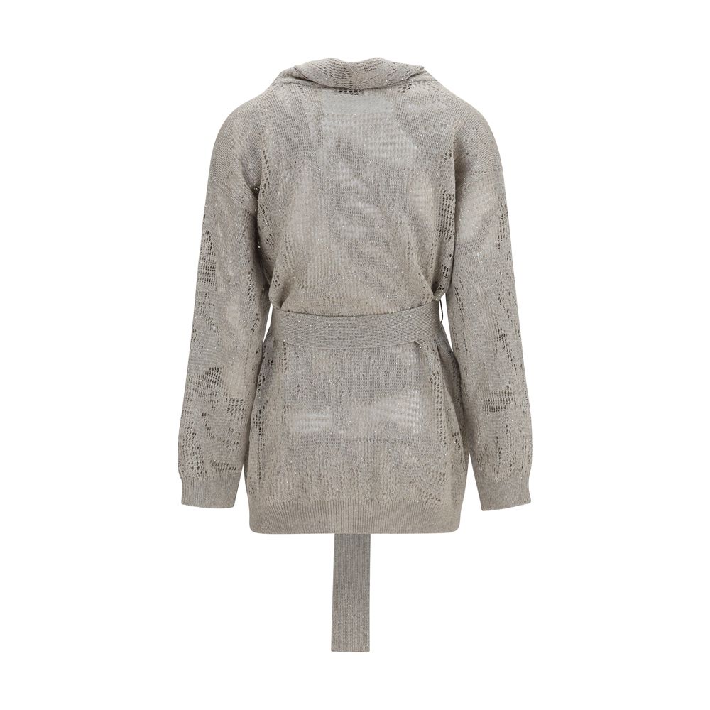 Brunello Cucinelli Beige Leinenstrickjacke-2