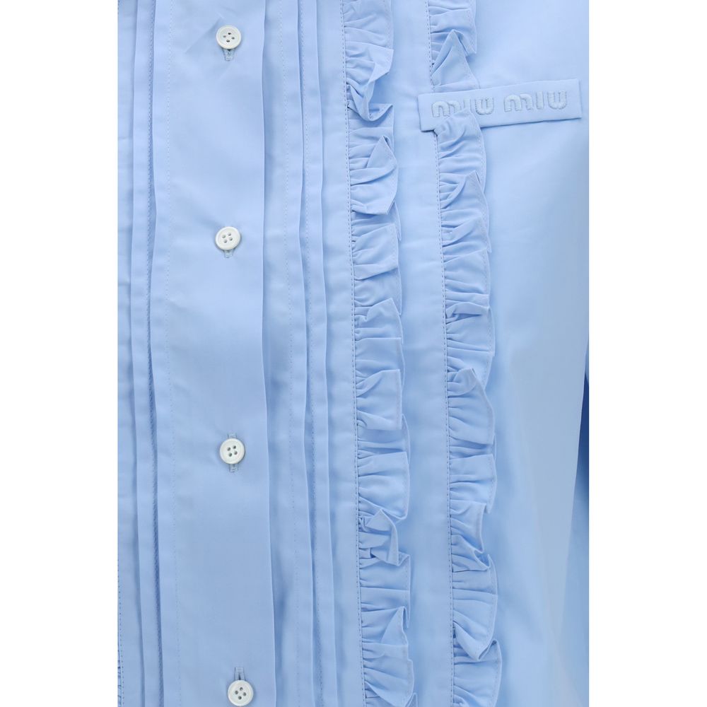 Miu Miu Blaues Baumwoll-Kurzarmhemd-3